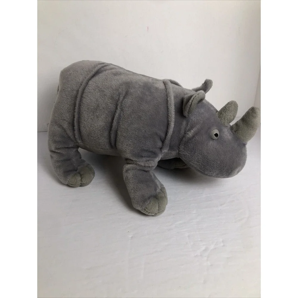 Rhino Rhinoceros Standing Plush Stuffed Animal Gray 14